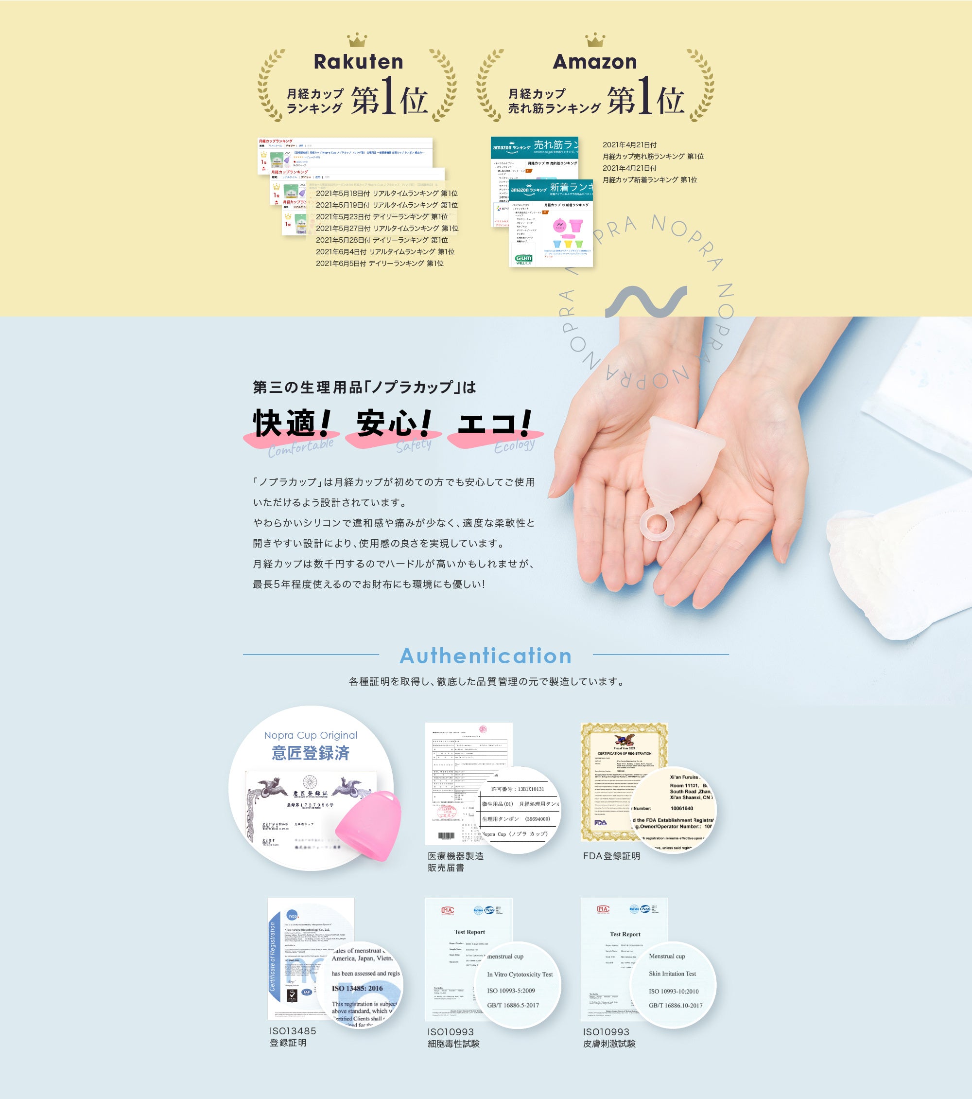 Nopra 月経カップの特徴